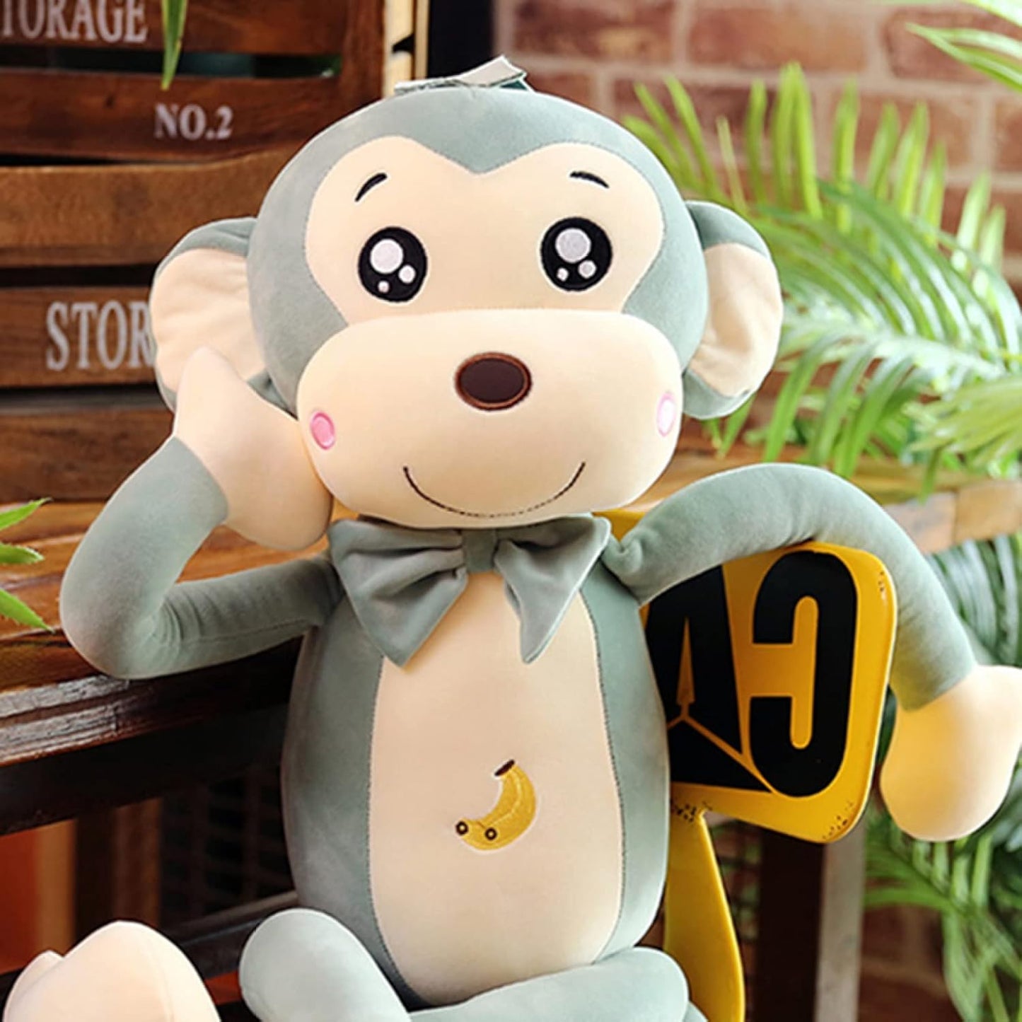 House XIN Monkey, Body Pillow, Plush, Animal, Multi-functional, Cute, Co-sleeping, Mashira, Monkey Body Pillow, Nuigurumi, Monkey Decoration, 15.7 inches (40 cm), Birthday, Monkey Plush, Green, Difficult to Deform, Anniversary, Animal Body Pillow, Large
