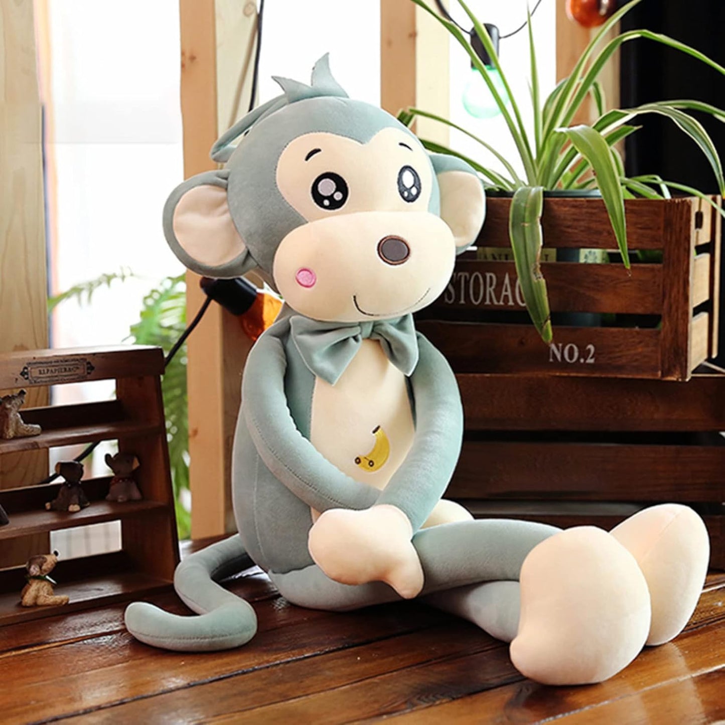 House XIN Monkey, Body Pillow, Plush, Animal, Multi-functional, Cute, Co-sleeping, Mashira, Monkey Body Pillow, Nuigurumi, Monkey Decoration, 15.7 inches (40 cm), Birthday, Monkey Plush, Green, Difficult to Deform, Anniversary, Animal Body Pillow, Large