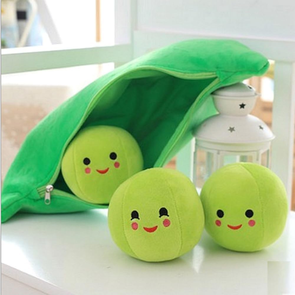 LAARNT 25 cm Cute Green Pea Plush Doll, Adorable Plush Animal, Creative Grown Peas, Sweet Cuddle Cotton Stuffed Toy, Unique Grown Pea Cushion