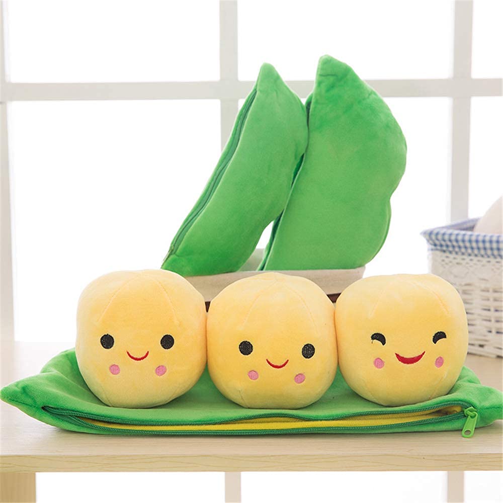 Giant Peas in A Pod Plush Toy Pea Pod Pillow Cute Pea Stuffed Toys Plant Doll Various Sizes (Green Beans,15.7''/40cm)