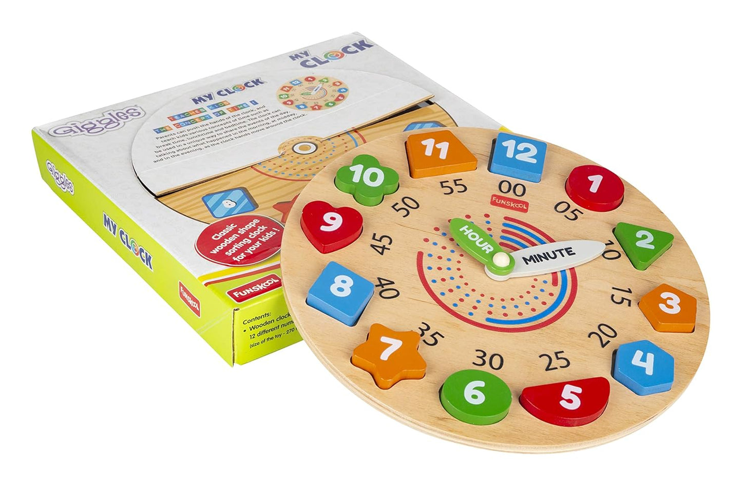 Giggles - My Clock, Shape Sorting Clock Puzzle, Teaches Time, Shapes and Numbers Preschool Toys (3 Years & Above, Multicolour)