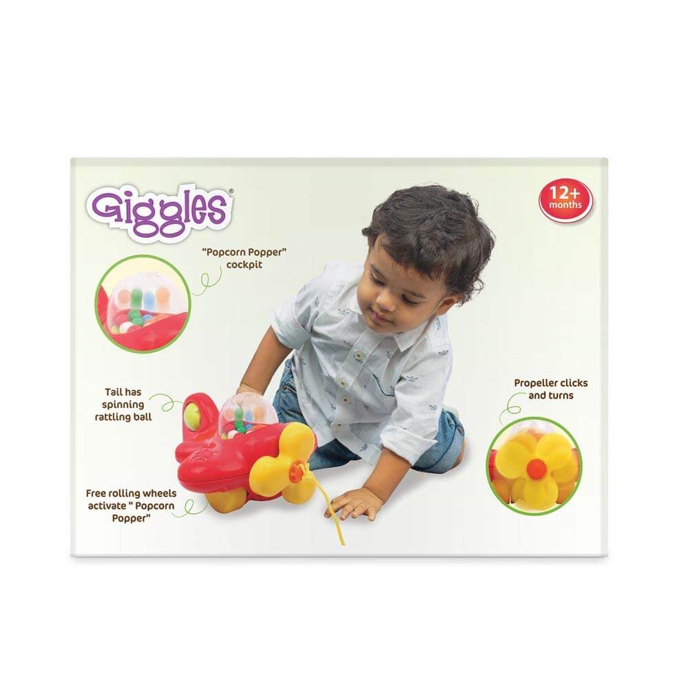 Giggles Funskool My First Aeroplane, Ball Popping Pull Along Toy, Encourages Walking, Balls Popping Sound, 12 Months & Above, Infant and Preschool Toys