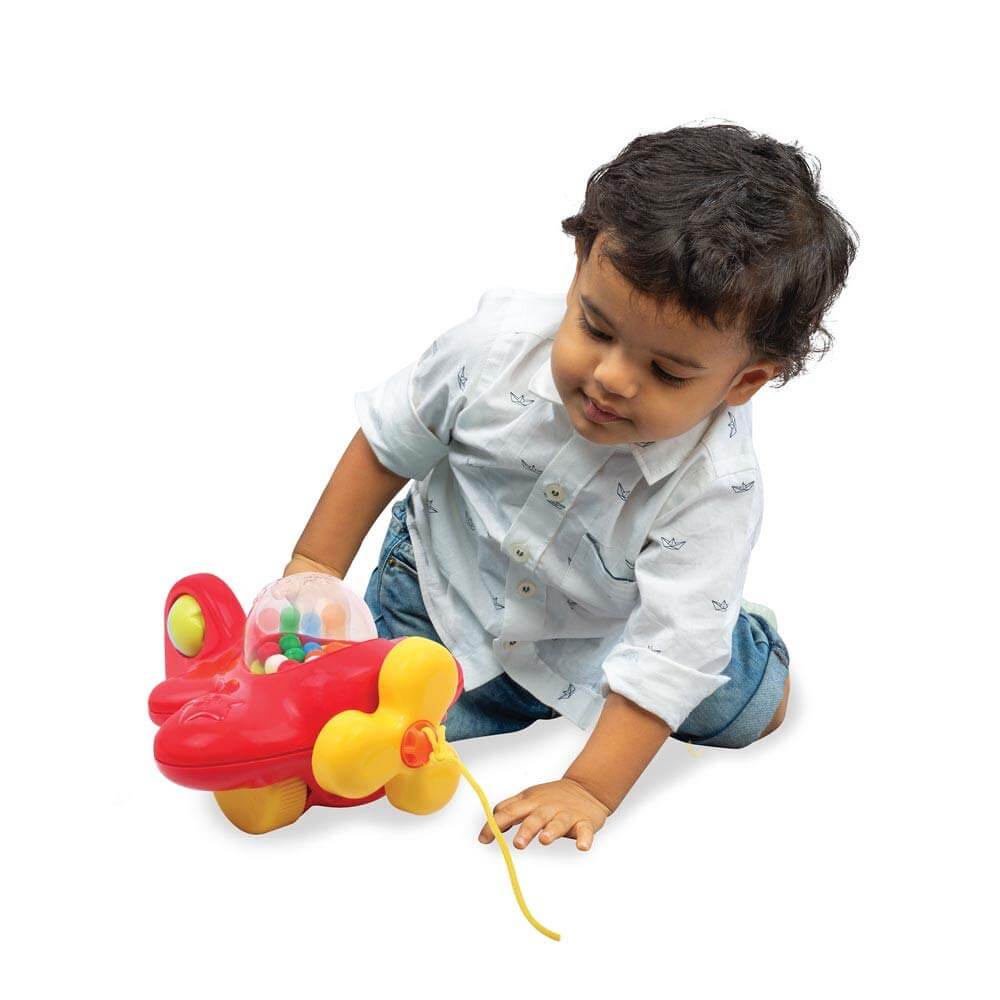 Giggles Funskool My First Aeroplane, Ball Popping Pull Along Toy, Encourages Walking, Balls Popping Sound, 12 Months & Above, Infant and Preschool Toys