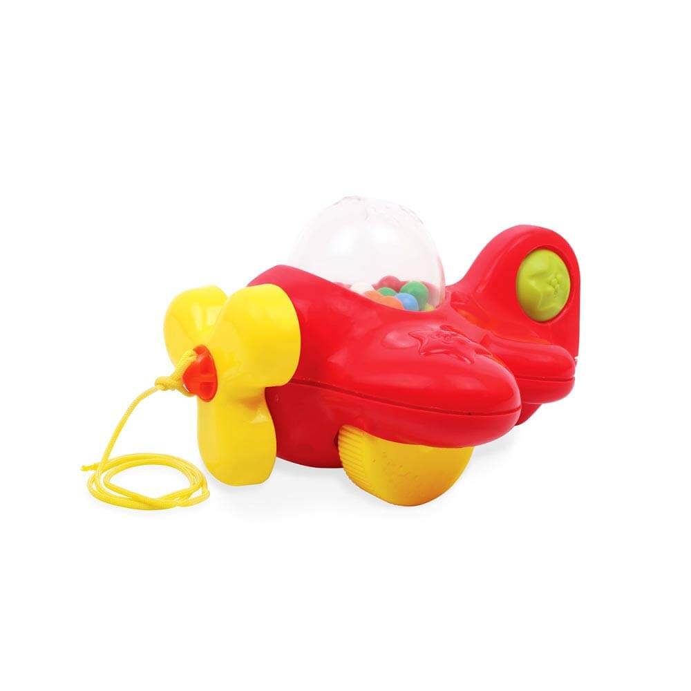 Giggles Funskool My First Aeroplane, Ball Popping Pull Along Toy, Encourages Walking, Balls Popping Sound, 12 Months & Above, Infant and Preschool Toys