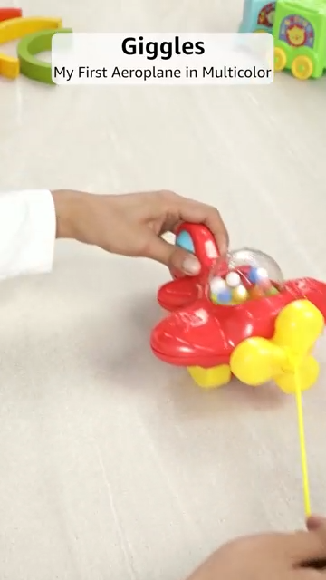 Giggles Funskool My First Aeroplane, Ball Popping Pull Along Toy, Encourages Walking, Balls Popping Sound, 12 Months & Above, Infant and Preschool Toys