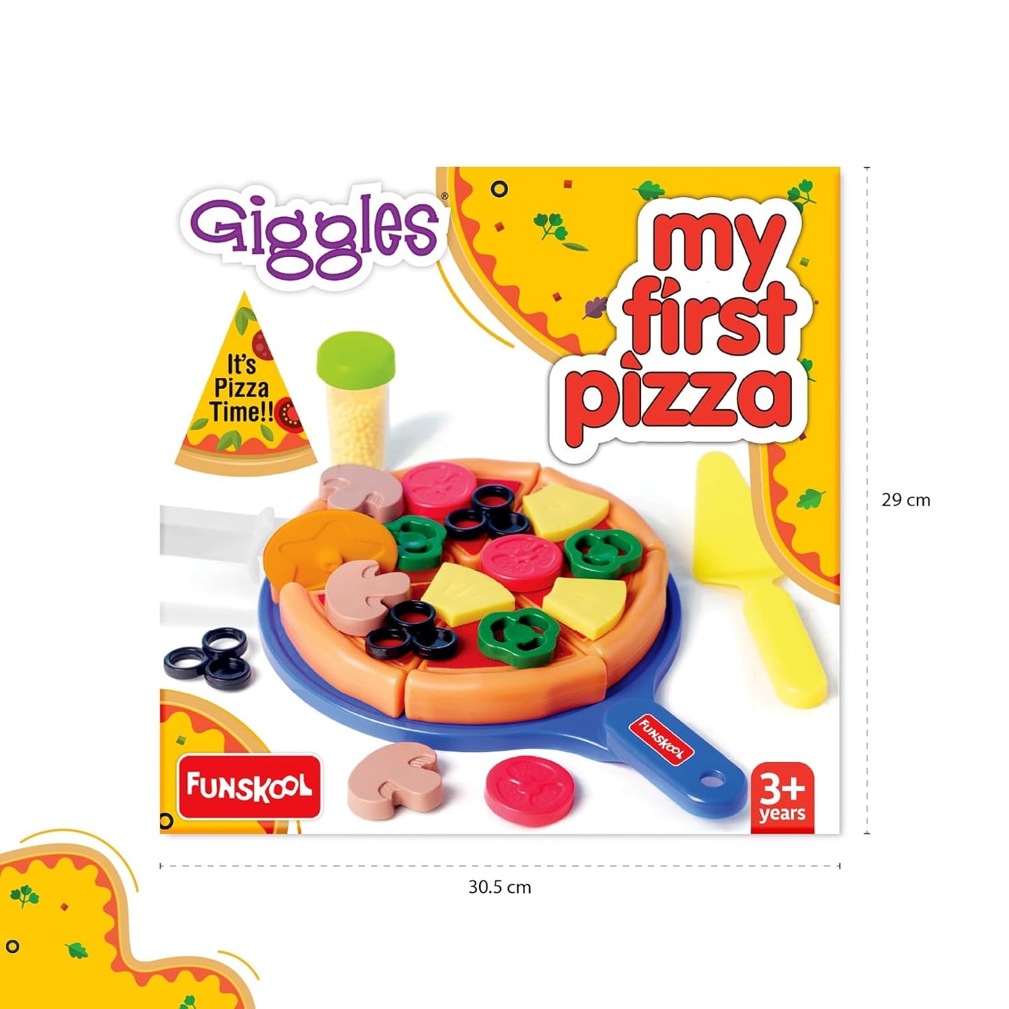 Funskool Giggles - My First Pizza, Role Play Toy, Food Set with 15 Toppings, Pretend Play, Toy for Kids and Toddlers, for 3 Years +, Multicolor