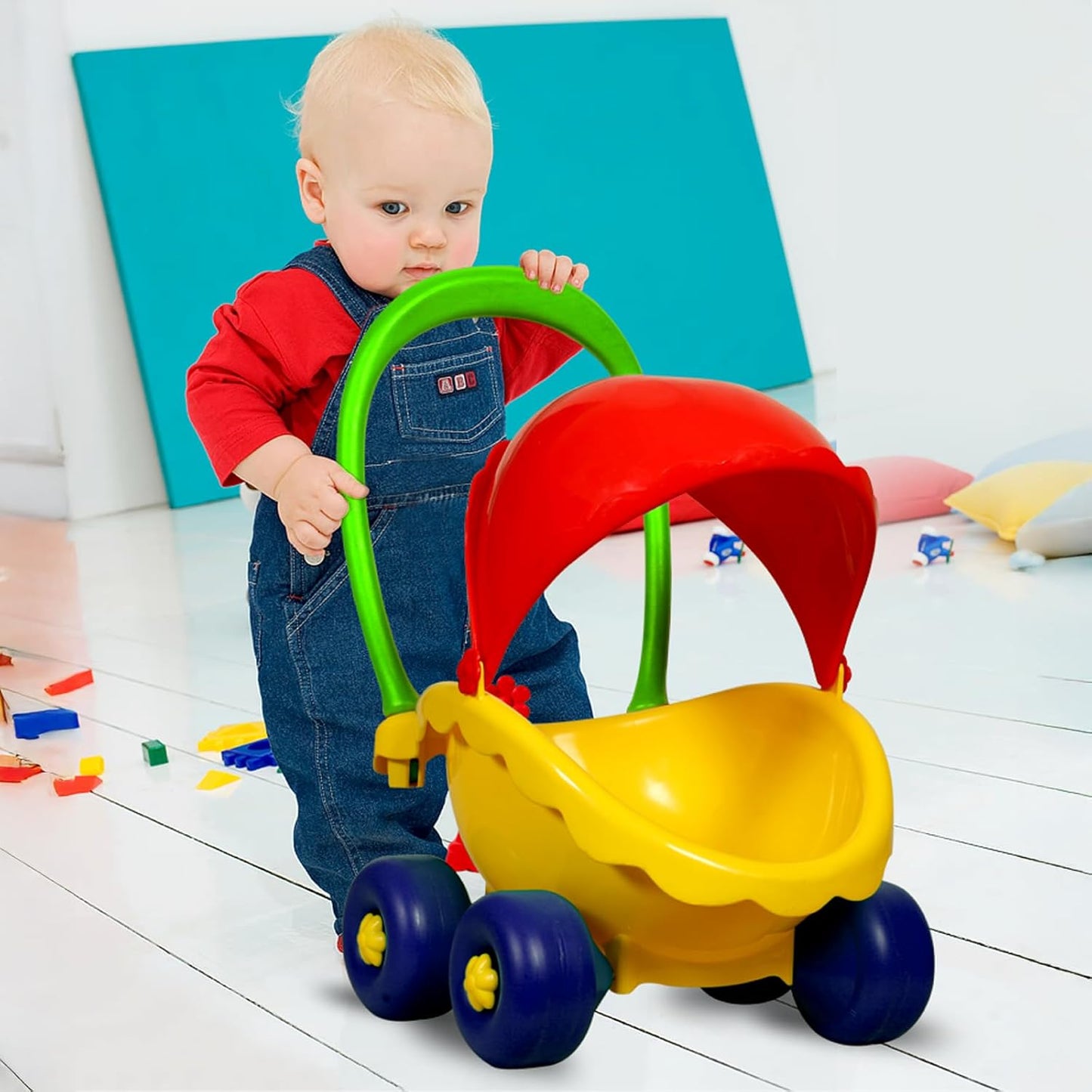 Funskool Giggles - My Little Buggy, Push and Drive Buggy, Toy for kids, Stroller, Encourages Walking and Pretend Play, 18 months & above, Infant and Preschool Toys