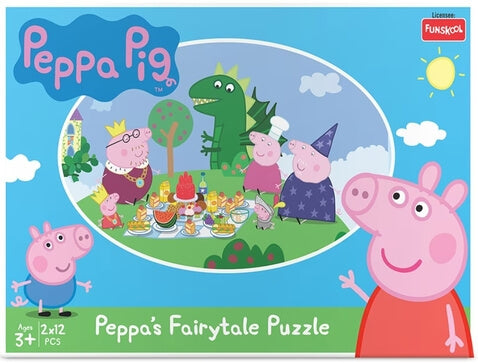 Funskool-Peppa Pig Fairy Tale 2In1,Educational,2x12 Pieces,Puzzle,for 3 Year Old Kids and Above,Toy