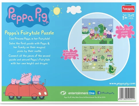 Funskool-Peppa Pig Fairy Tale 2In1,Educational,2x12 Pieces,Puzzle,for 3 Year Old Kids and Above,Toy