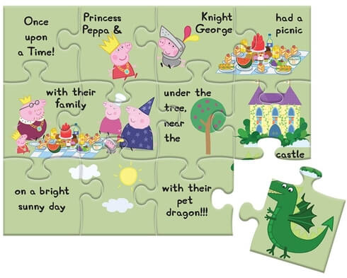 Funskool-Peppa Pig Fairy Tale 2In1,Educational,2x12 Pieces,Puzzle,for 3 Year Old Kids and Above,Toy