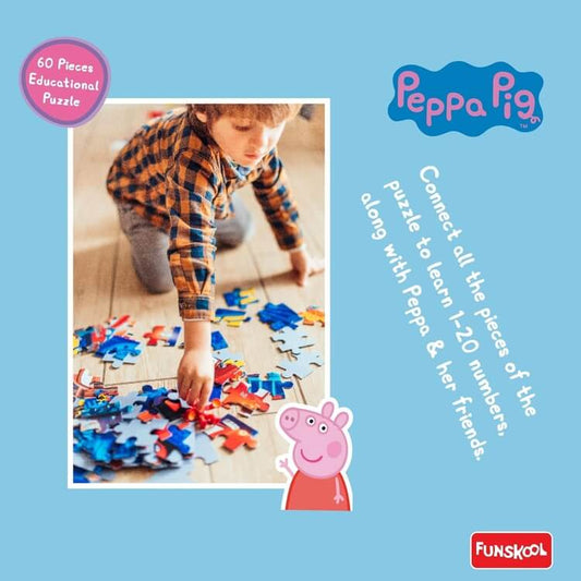 Funskool-Peppa Numbers Puzzle 1-20,Educational,60 Pieces,Puzzle,for 4 Year Old Kids and Above,Toy