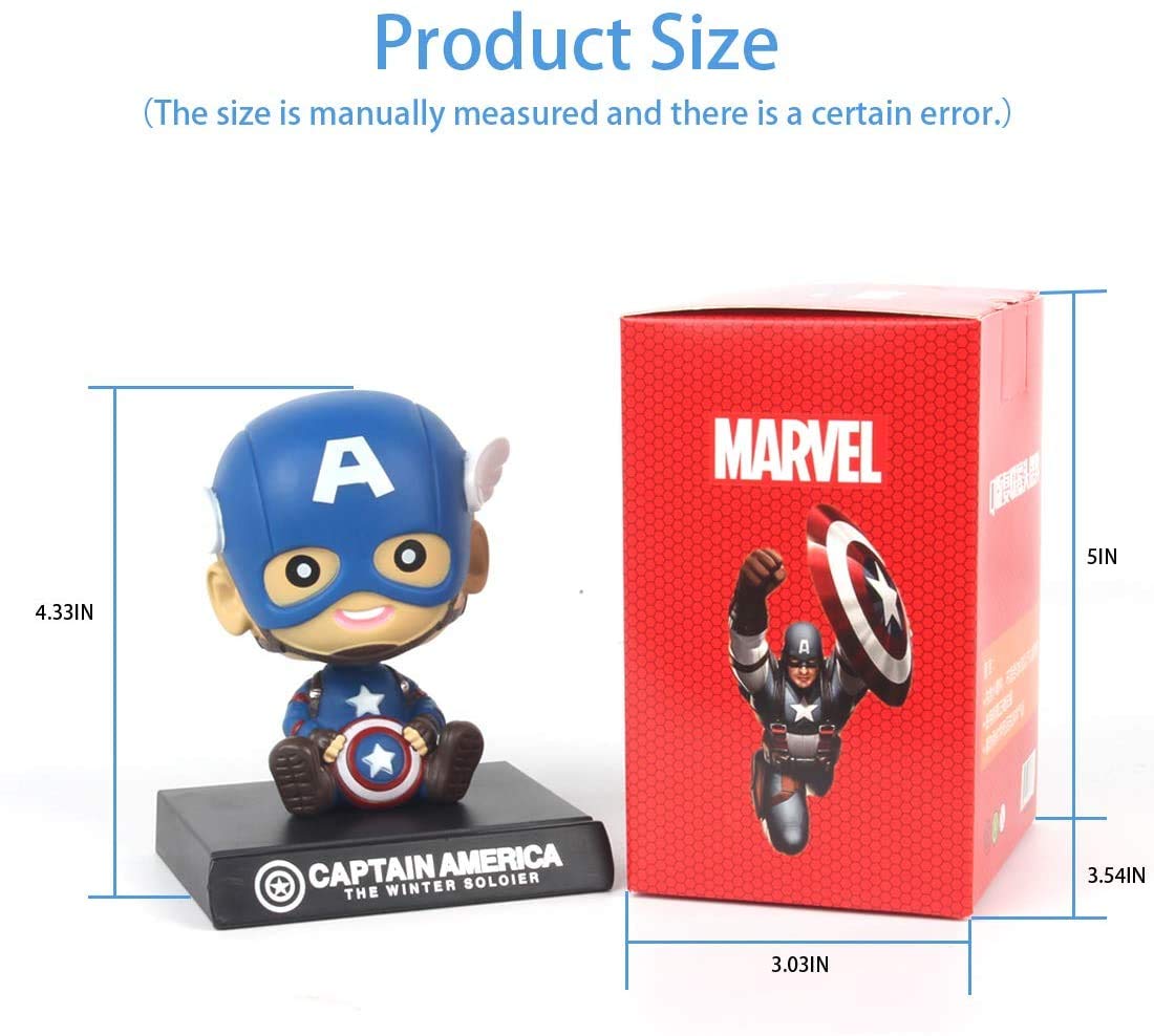daarva Car Dashboard and Home Decoration Accessories Captain America Bobble Shaking Head Avengers (12 Cms_Brown) Free : 3M Double Side Tape