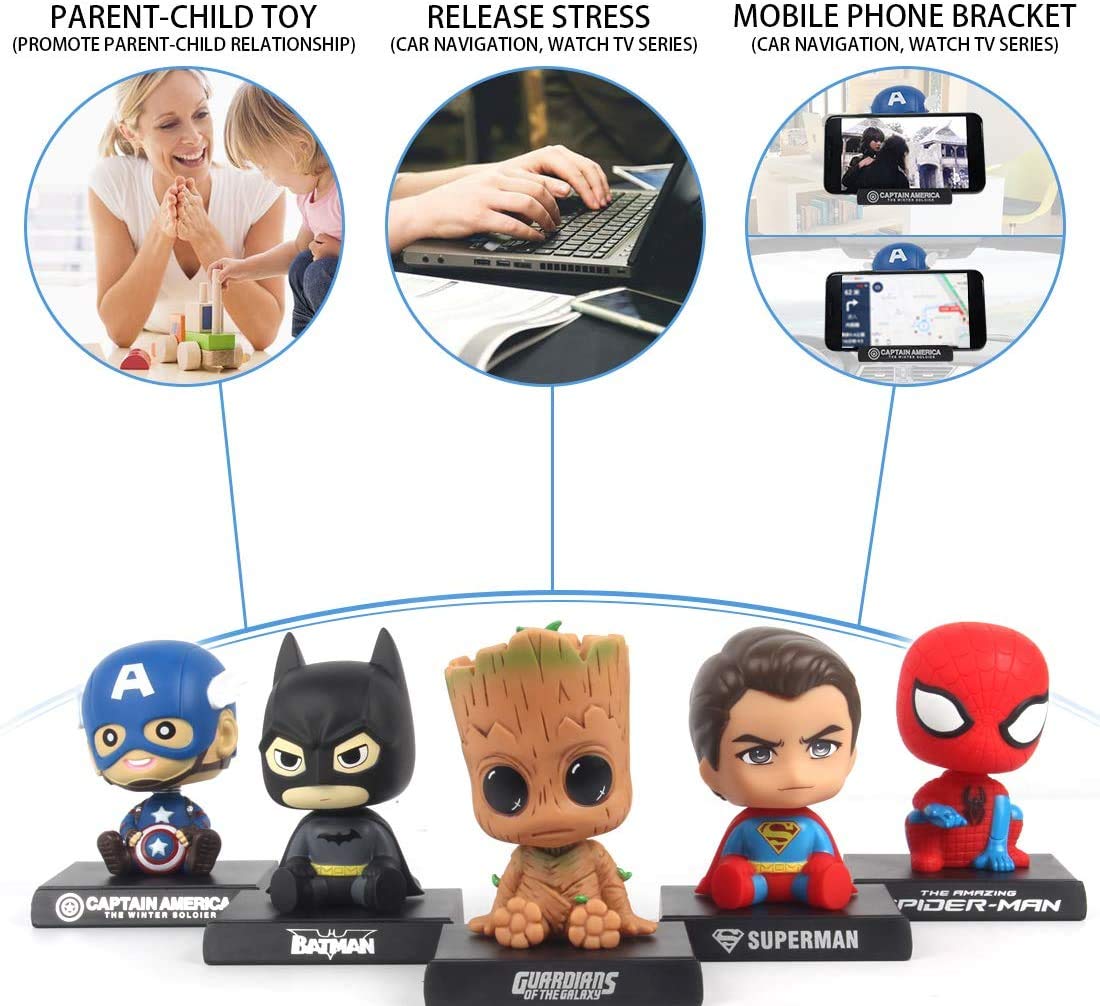 daarva Car Dashboard and Home Decoration Accessories Captain America Bobble Shaking Head Avengers (12 Cms_Brown) Free : 3M Double Side Tape
