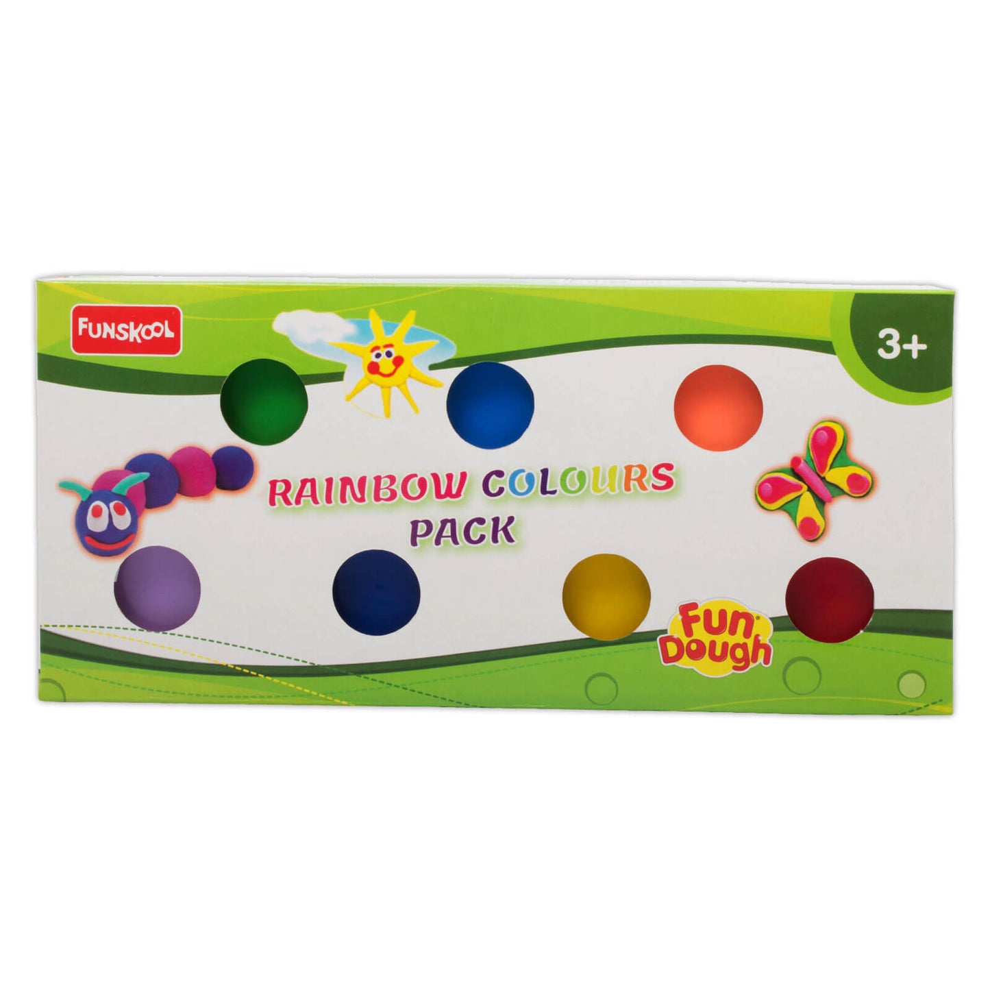 Funskool Fundough Rainbow Colours, 7 tubs of Dough, 75 grams each,Toys for Kids, Shaping, Sculpting, 3 Years and Above, Multicolour