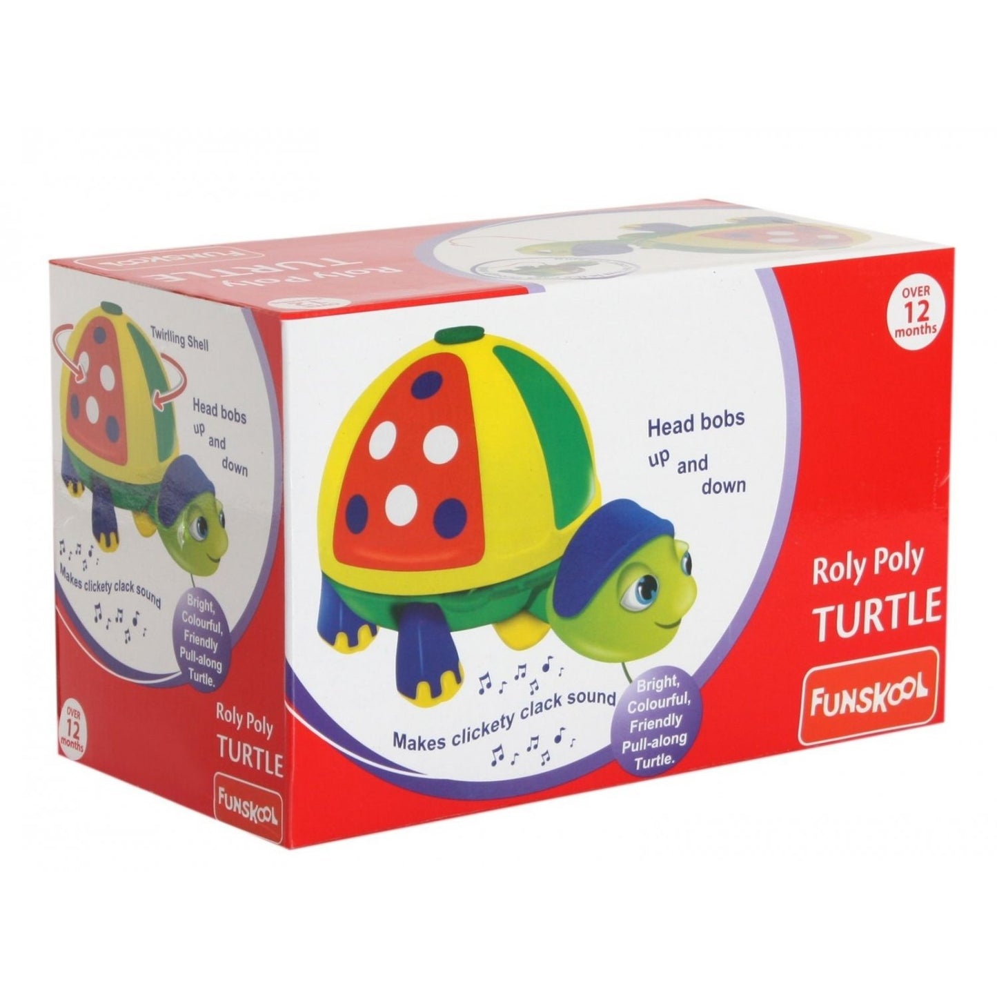 Funskool Giggles - Roly Poly Turtle , Pull along toy, Encourages walking, Rattling sound,Multicolour, 12 months & above, Infant and Preschool Toys