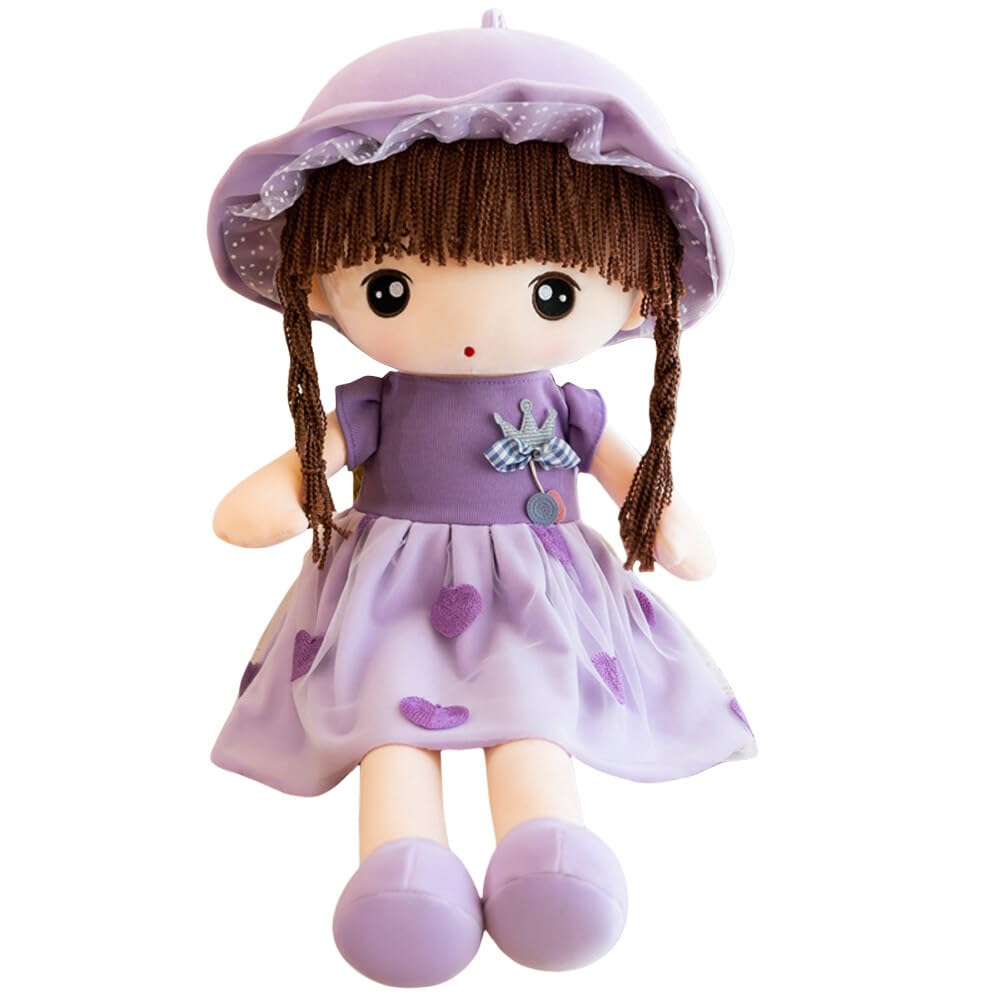 Tickles Princess Doll with Hat Soft Stuffed Plush Toy for Kids Girls Birthday Gift (Color: Purple Size: 45 cm)