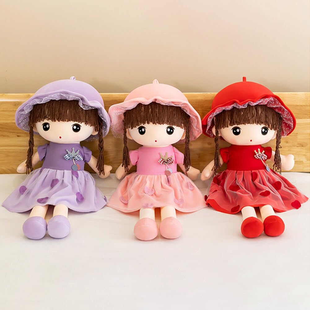 Tickles Princess Doll with Hat Soft Stuffed Plush Toy for Kids Girls Birthday Gift (Color: Purple Size: 45 cm)