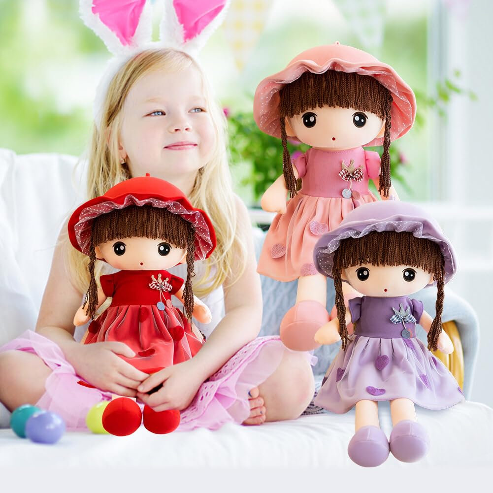Tickles Princess Doll with Hat Soft Stuffed Plush Toy for Kids Girls Birthday Gift (Color: Purple Size: 45 cm)