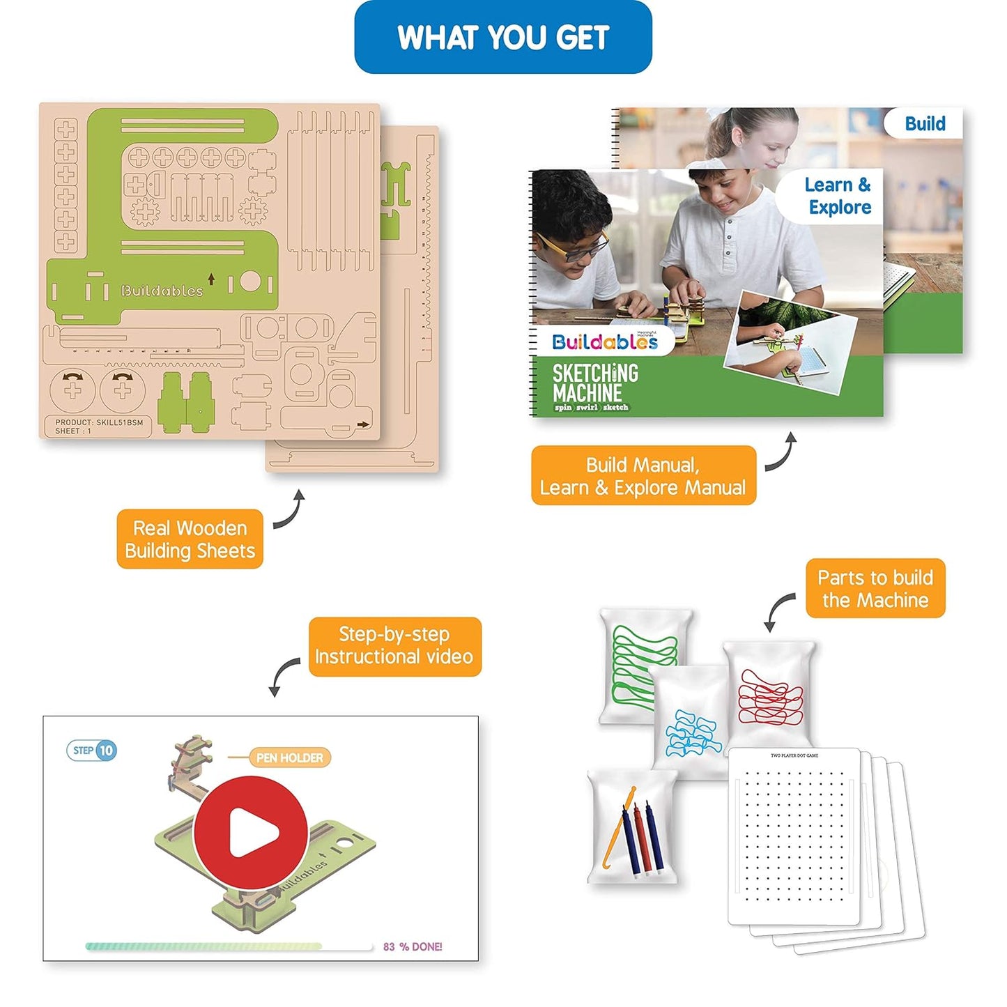 Skillmatics STEM Building Toy : Buildables Sketching Machine | Gifts for Ages 8 and Up | Educational & Construction Activity Kit