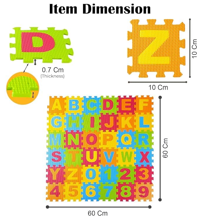 36 Pieces Alphabet & Number Floor Mats for Kids, Puzzle EVA Foam Mat for Children Above 2 Years