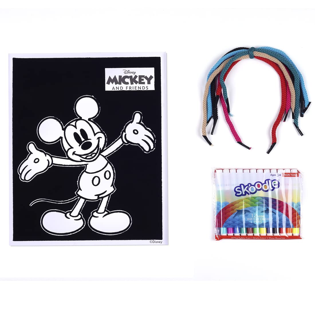 Disney Junior Mickey Silhouette Art with Strings, Colouring Charts with Sketch Pens, Set of Sketch Pens, Birthday Gift for 3+