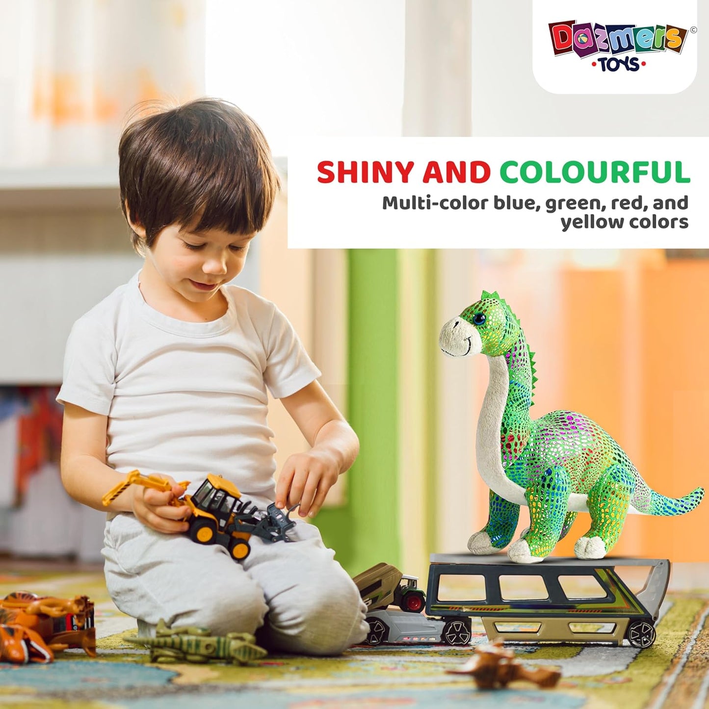 Plush Dinosaur Stuffed Animal Set of 4 Soft Dinosaur Toys for Boys and Girls, 12 Inches Each Stuffed Dinosaur Set Includes Tyrannosaurus Rex, Brachiosaurus, Stegosaurus and Triceratops Dinosaurs