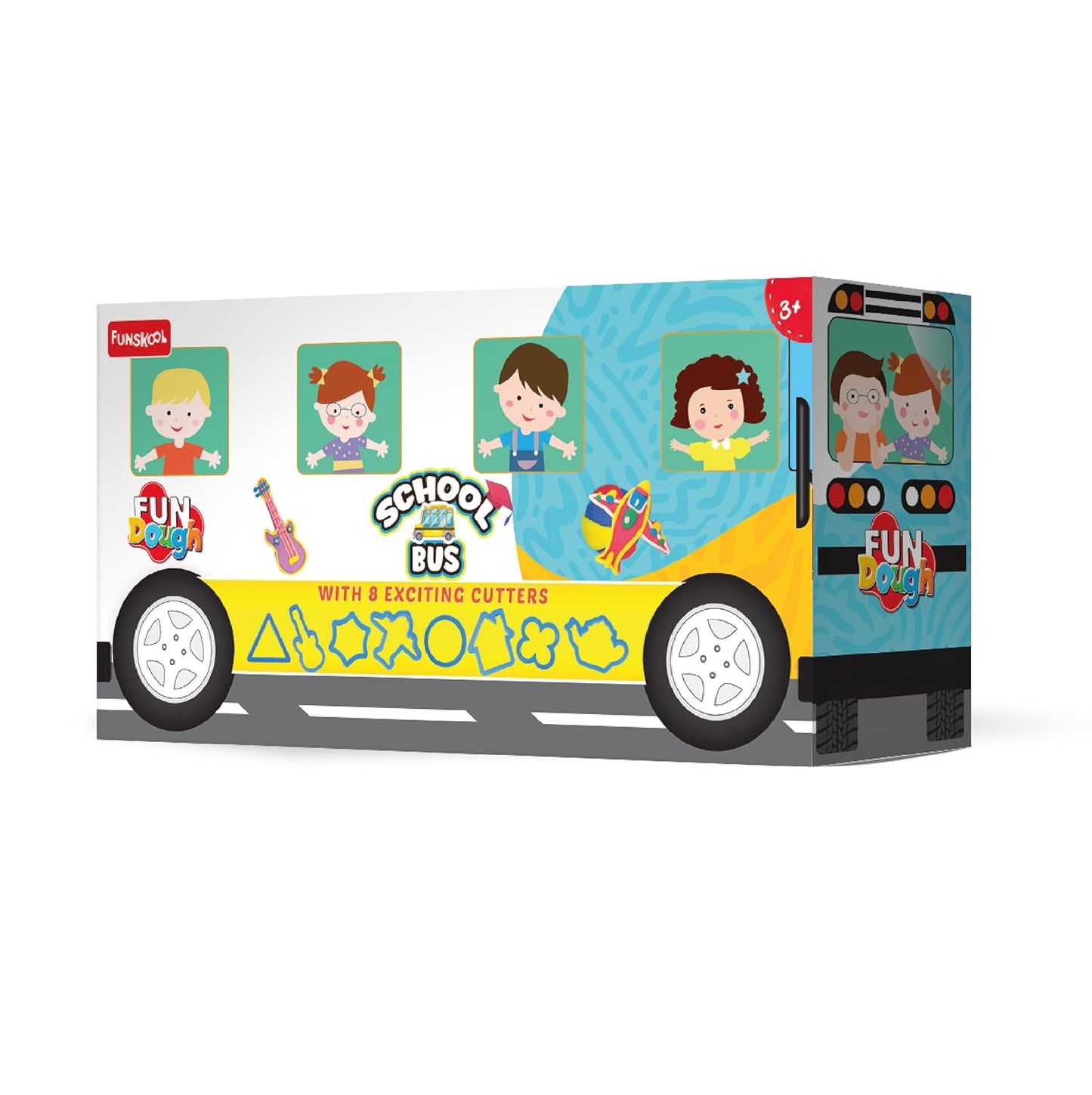 Funskool Fundough Playset School Bus, A for Children, Multicolour, Dough, Toy, Shaping, Sculpting, 3 Years