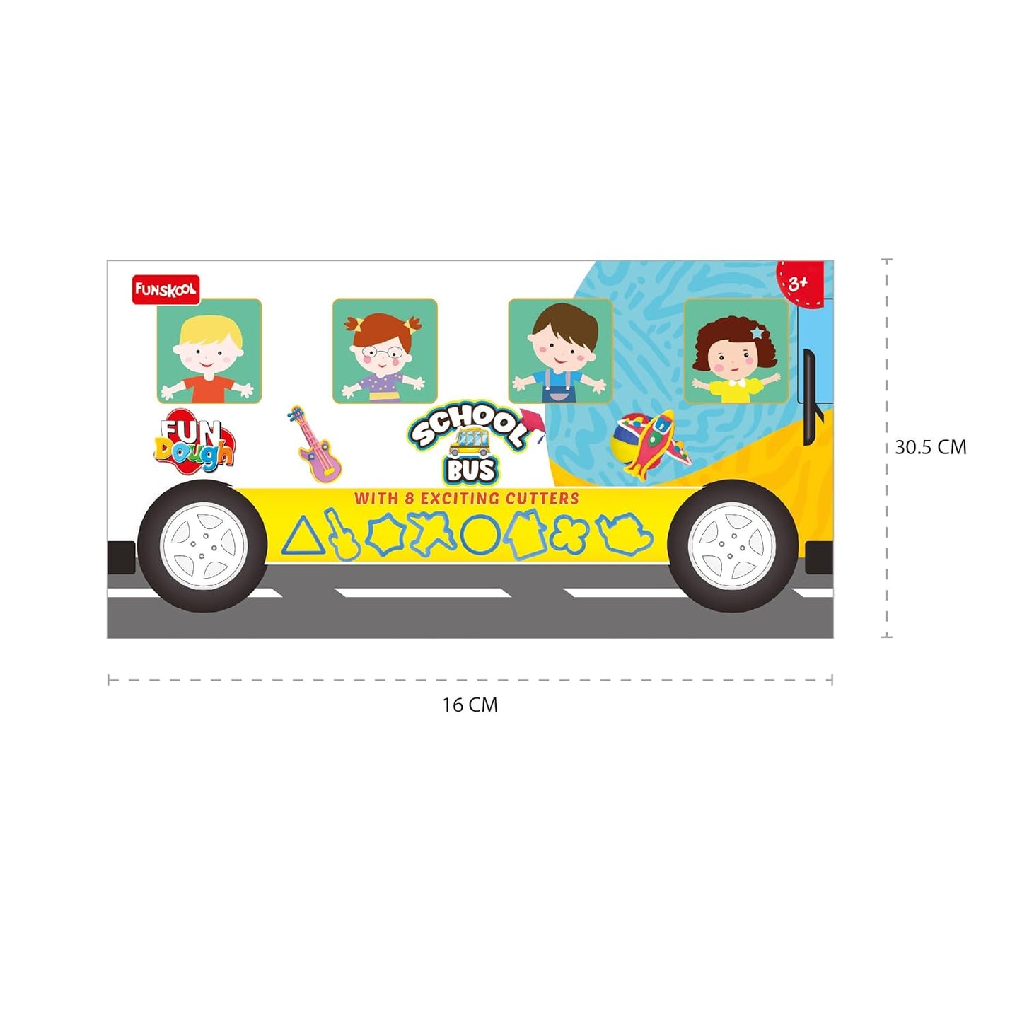 Funskool Fundough Playset School Bus, A for Children, Multicolour, Dough, Toy, Shaping, Sculpting, 3 Years
