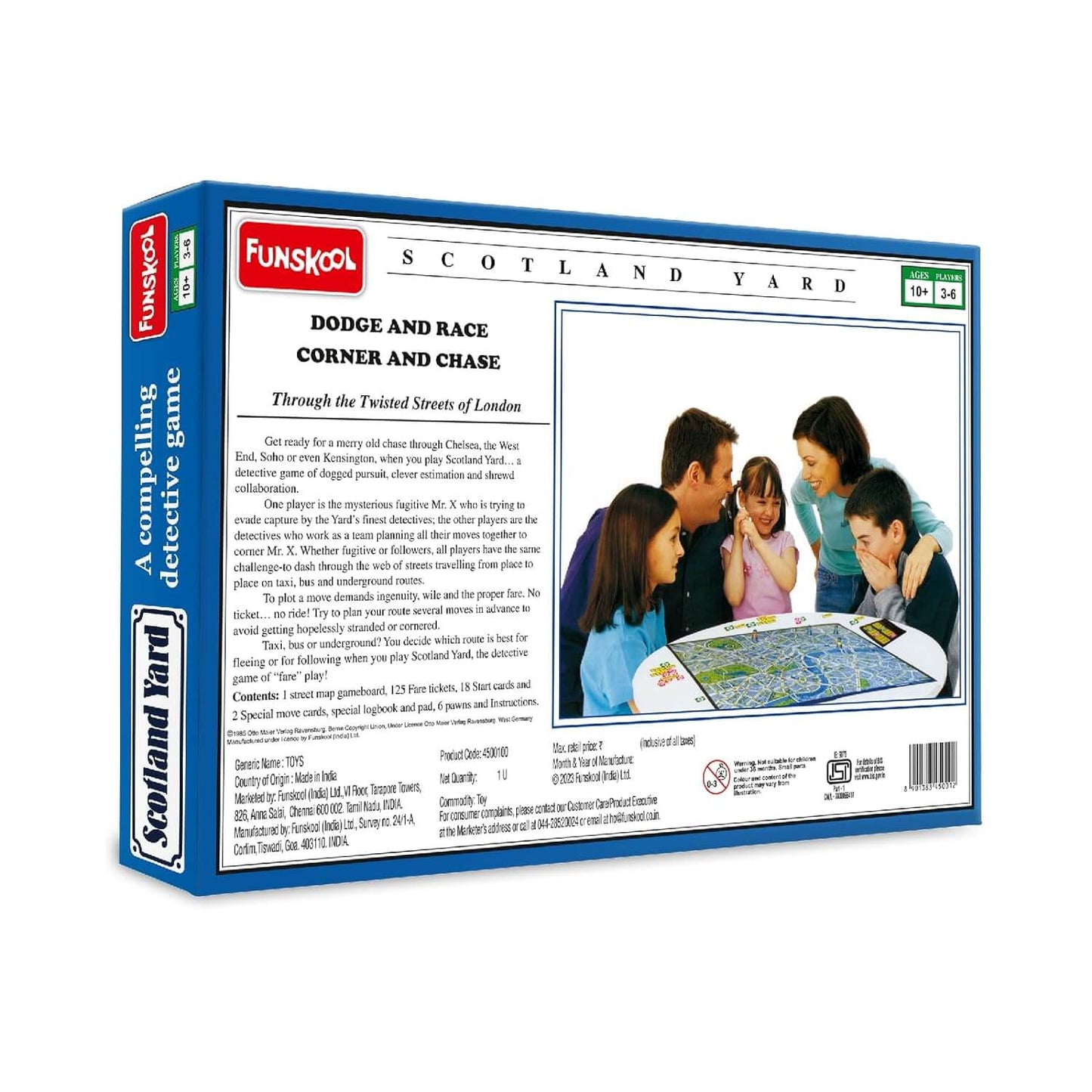 Funskool Scotland Yard, A Compelling Detective Game, Strategy Game, Board Game for Kids, Adults, Educational, 3 to 6 Players, Family Fun, Activity Toy for Childrens, Gift Set for Kid, Ages 7+ Years