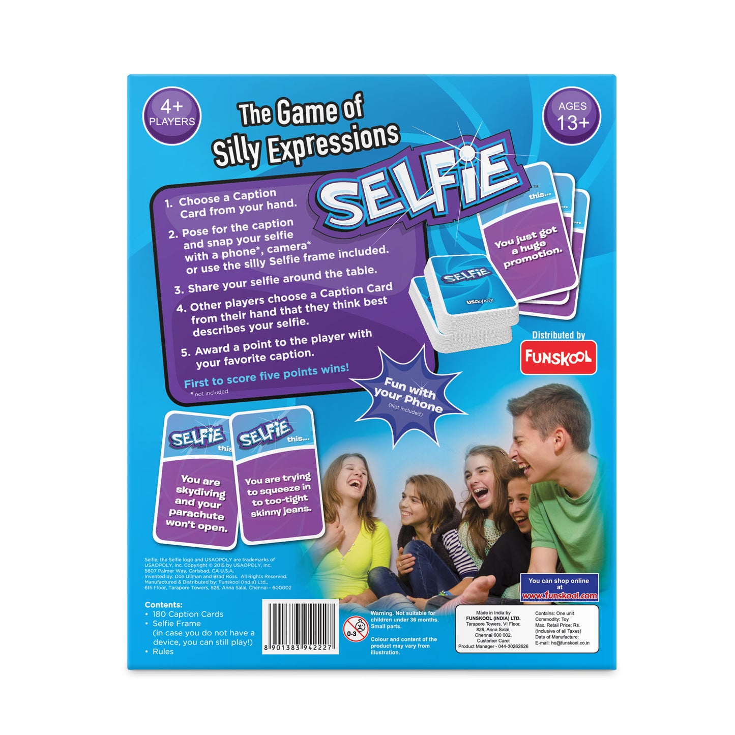 Funskool Games, Selfie, Party and Family Game, The Game of Silly Expressions, 4 + Players,Ages 13 and Above