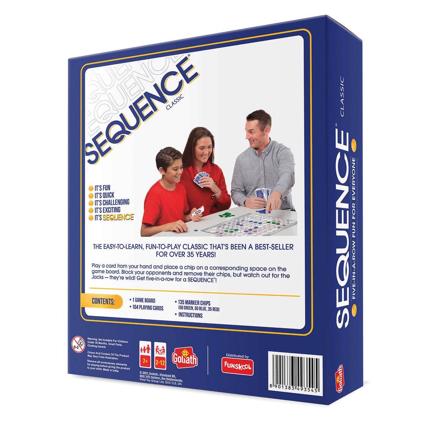 Funskool The Original Sequence, Strategy Game, Card Game, Board Game for Kids, Adults, Families, Educational, 2 to 12 Players, Family Fun, Activity Toy for Childrens, Gift Set for Kid, Ages 7+ Years