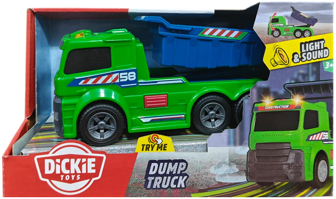 Dickie Garbage Truck Car Toy for Kids Dump Construction Vehicle Playset Realistic Design with Sound & Lights Interactive Role Play Toys Enhances Motor Skills for 3 4 5 6+