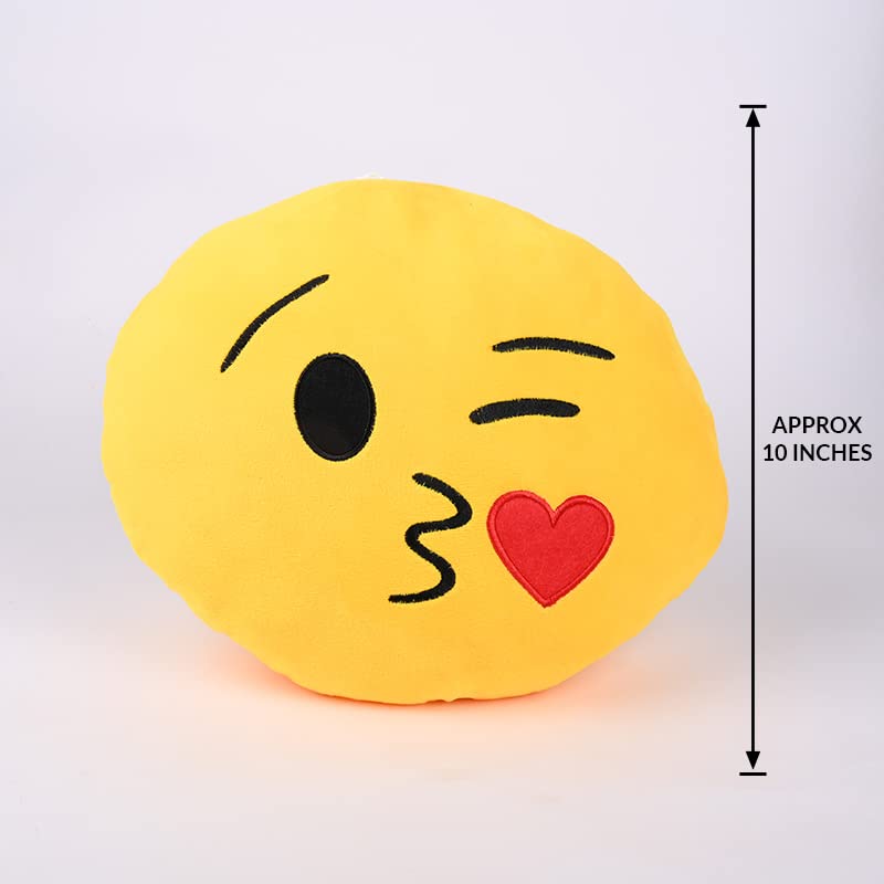 Floweraura Yellow Kisses Smiley Soft Toy Valentine's Gift for Girlfriend, Boyfriend, Husband/Wife, Girls & Boys, and Kids Birthday