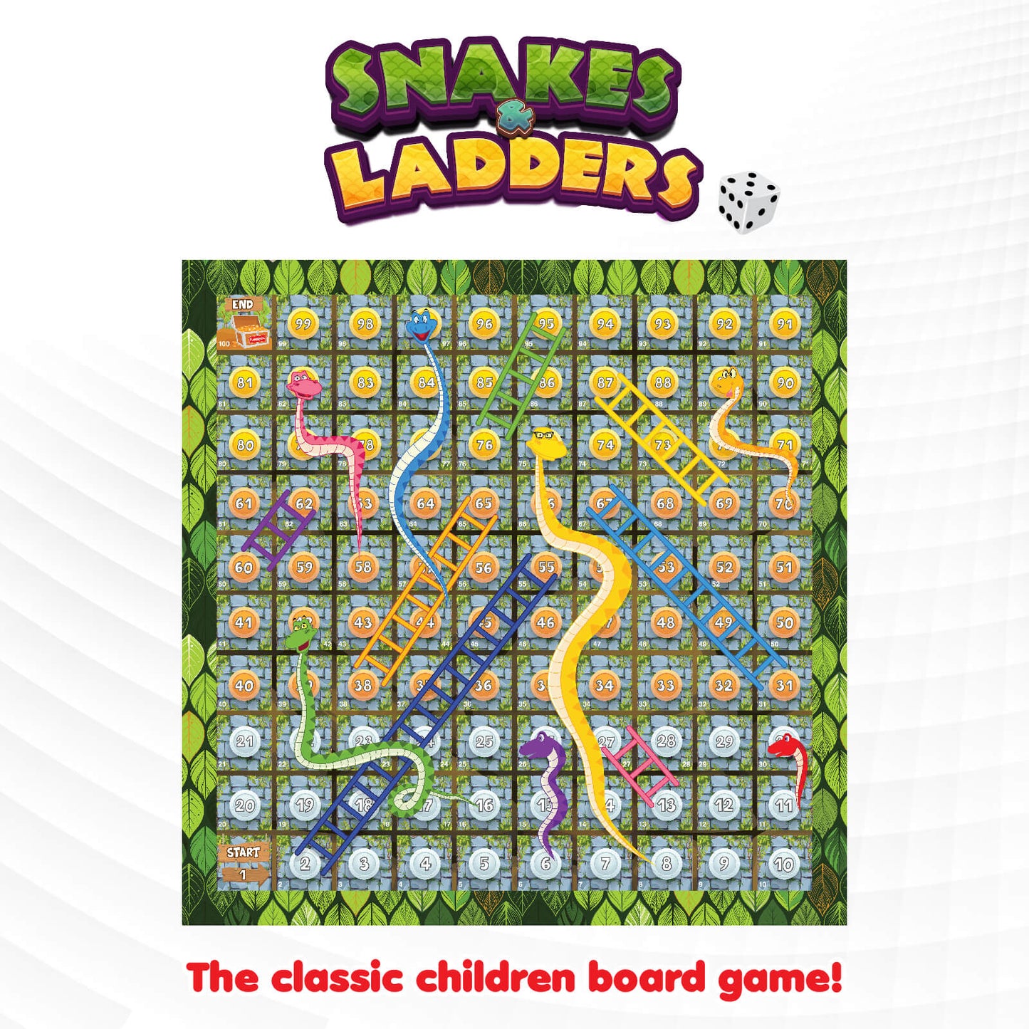 Funskool Snake & Ladders, Strategy Game, Board Game for Kids, Adults, Families, Educational, Fun, 2 to 4 Players, Family Fun, Learning Activity Toy for Childrens, Gift Set for Kid, Ages 5+ Years