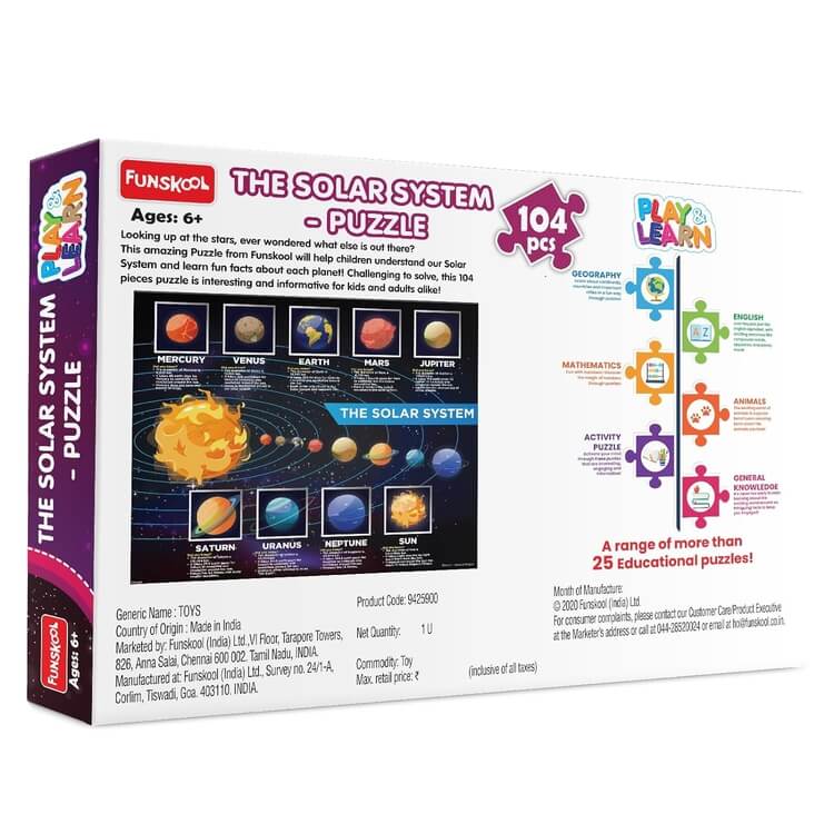 Frank Solar System Outer Space Puzzles for Kids for Age 6, 7, 8, 9 | Fun & Challenging Educational Toys | Brain Booster Solar System Puzzle Games for Focus & Memory | Gifts for Boys & Girls