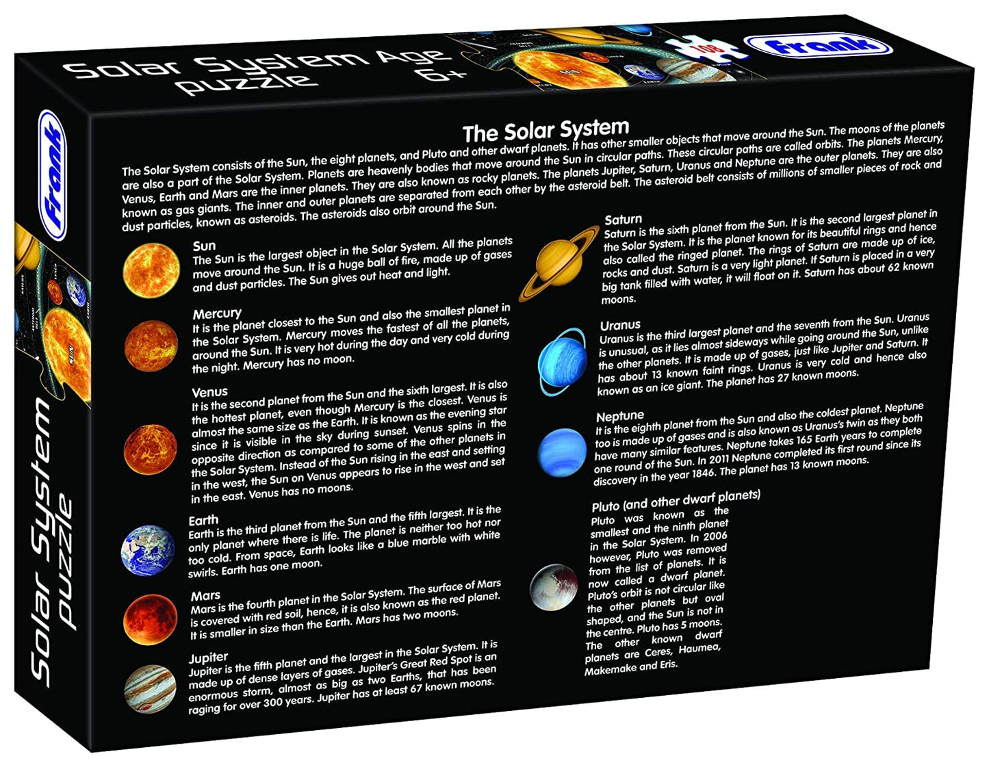 Frank Solar System Outer Space Puzzles for Kids for Age 6, 7, 8, 9 | Fun & Challenging Educational Toys | Brain Booster Solar System Puzzle Games for Focus & Memory | Gifts for Boys & Girls