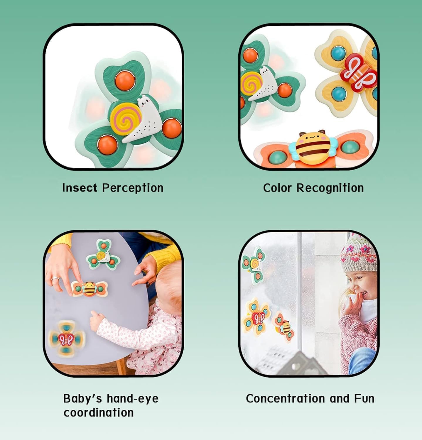 SIYA ENTERPRISE® Baby Bath Toys Spinner Toy for Baby Toddlers Boys Girls Waterproof Suction Cup Spinning Top Rotating Montessori Learning Toy Sticks to Smooth Surface (3 PCS)