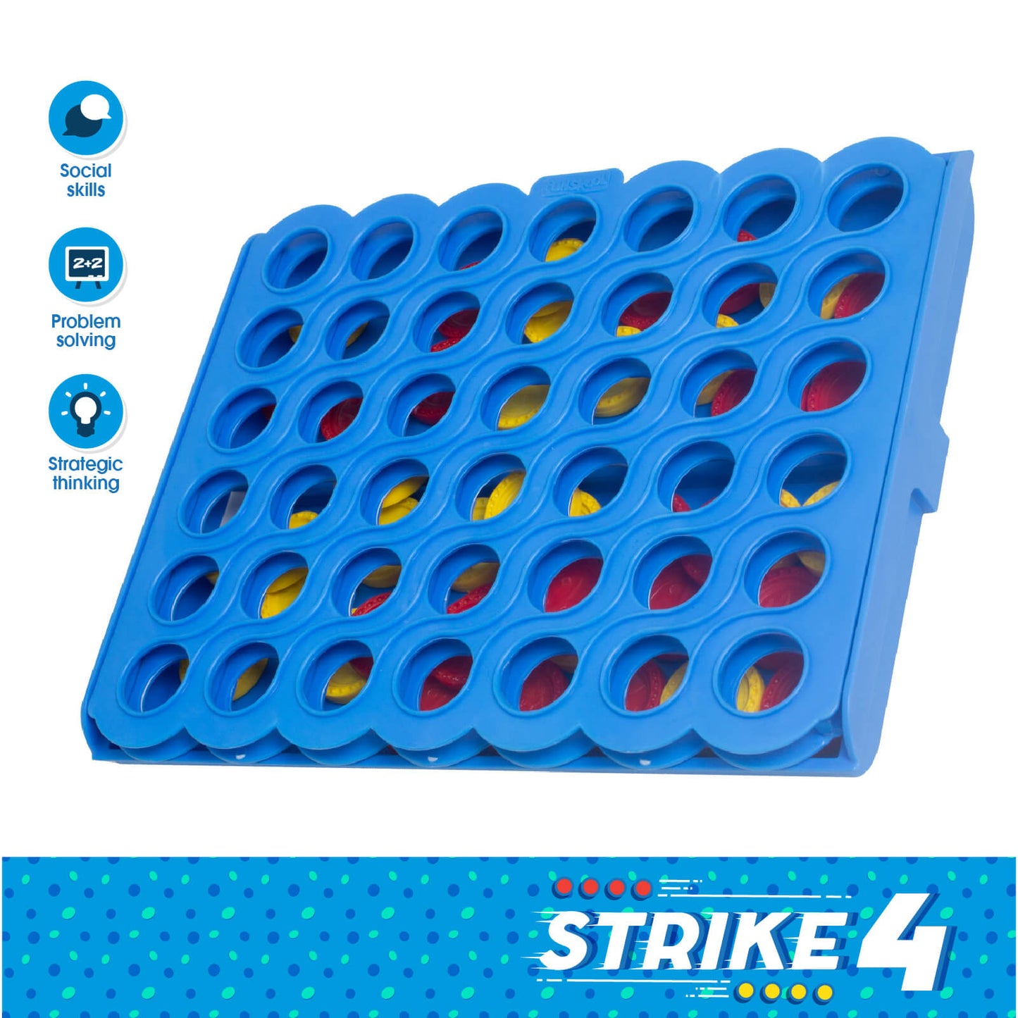 Funskool Strike 4, Classic Disc Dropping Game, Strategy Game, Board Game for Kids, Adults, Families, Educational, 2 Players, Family Fun, Activity Toy for Childrens, Gift Set for Kid, Ages 6+ Years