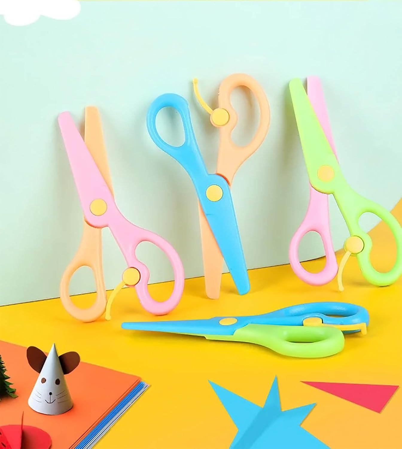 GLUN® Student Scissors Art and Craft Scissors for Paper Cutting, Cardboard and Greetings Designer Different Scissors Pack of 6