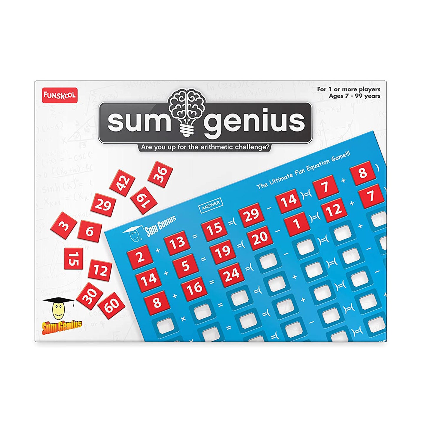 Funskool Sum Genius, Strategy Game, Board Game for Kids, Adults, Families, Educational, Fun, 1+ Players, Family Fun, Learning Activity Toy for Childrens, Gift Set for Kid, Ages 7+ Years