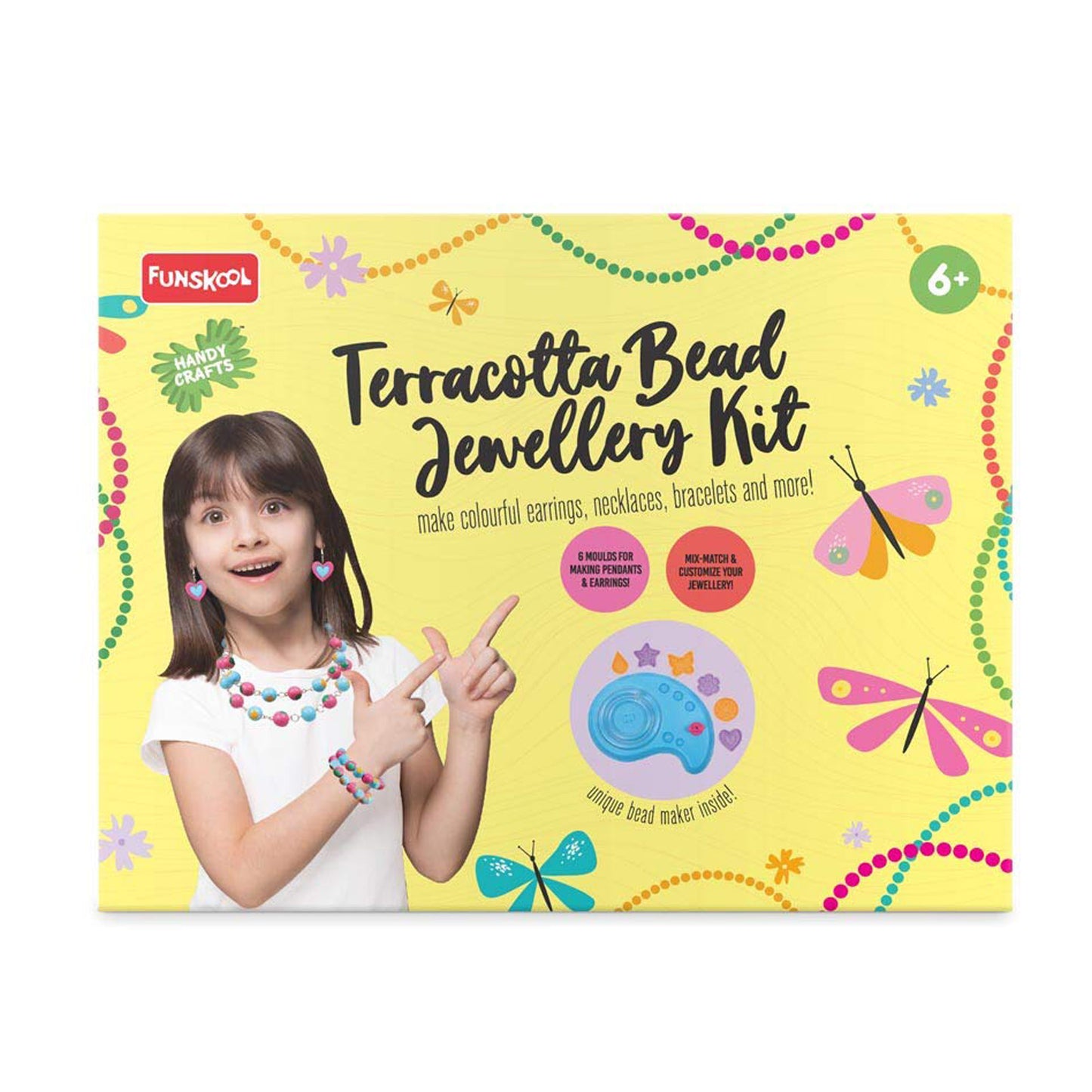 Handycrafts - Terracota Bead Jewellery, Jewellery Making Kit, for The Young accesory Designer, 6 Years +, DIY Terracota Beads