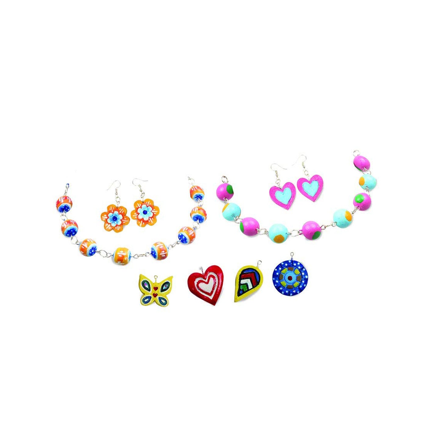 Handycrafts - Terracota Bead Jewellery, Jewellery Making Kit, for The Young accesory Designer, 6 Years +, DIY Terracota Beads