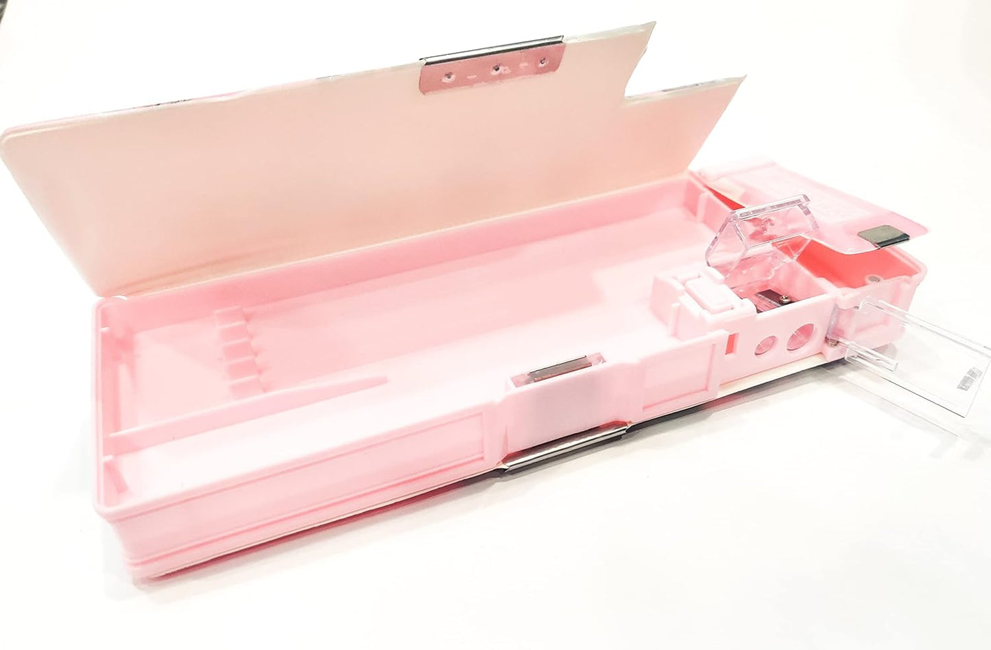 Prezzie Villa Pack of 1 Kpop Magnetic Pencil Box Geometry Two Side Open Pencil Holder for Kids (Black Pink)