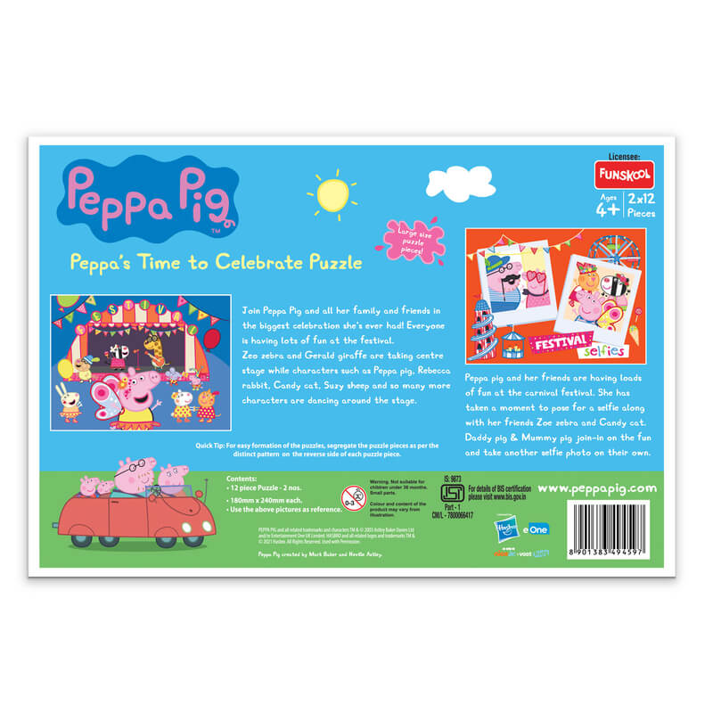 Funskool-Peppas Time to Celebrate,Educational,2x12 Pieces,Puzzle,for 3 Year Old Kids and Above,Toy, Multicolor