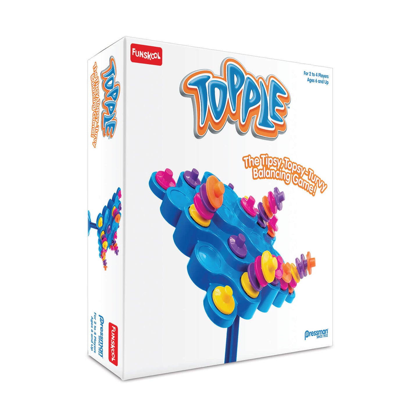 Funskool Original Topple, Strategy Game, Board Game for Kids, Adults, Families, Educational, Fun, 2 to 4 Players, Family Fun, Learning Activity Toy for Childrens, Gift Set for Kid, Ages 6+ Years