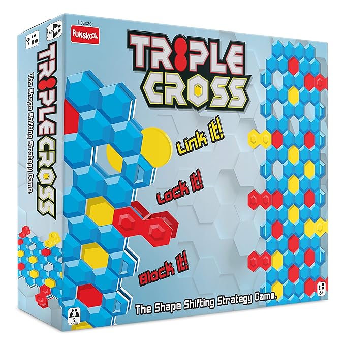 Funskool Triple Cross, Strategy Game, Board Game for Kids, Adults, Families, Educational, Fun, 2+ Players, Family Fun, Activity Toy for Childrens, Gift Set for Kid, Ages 6+ Years