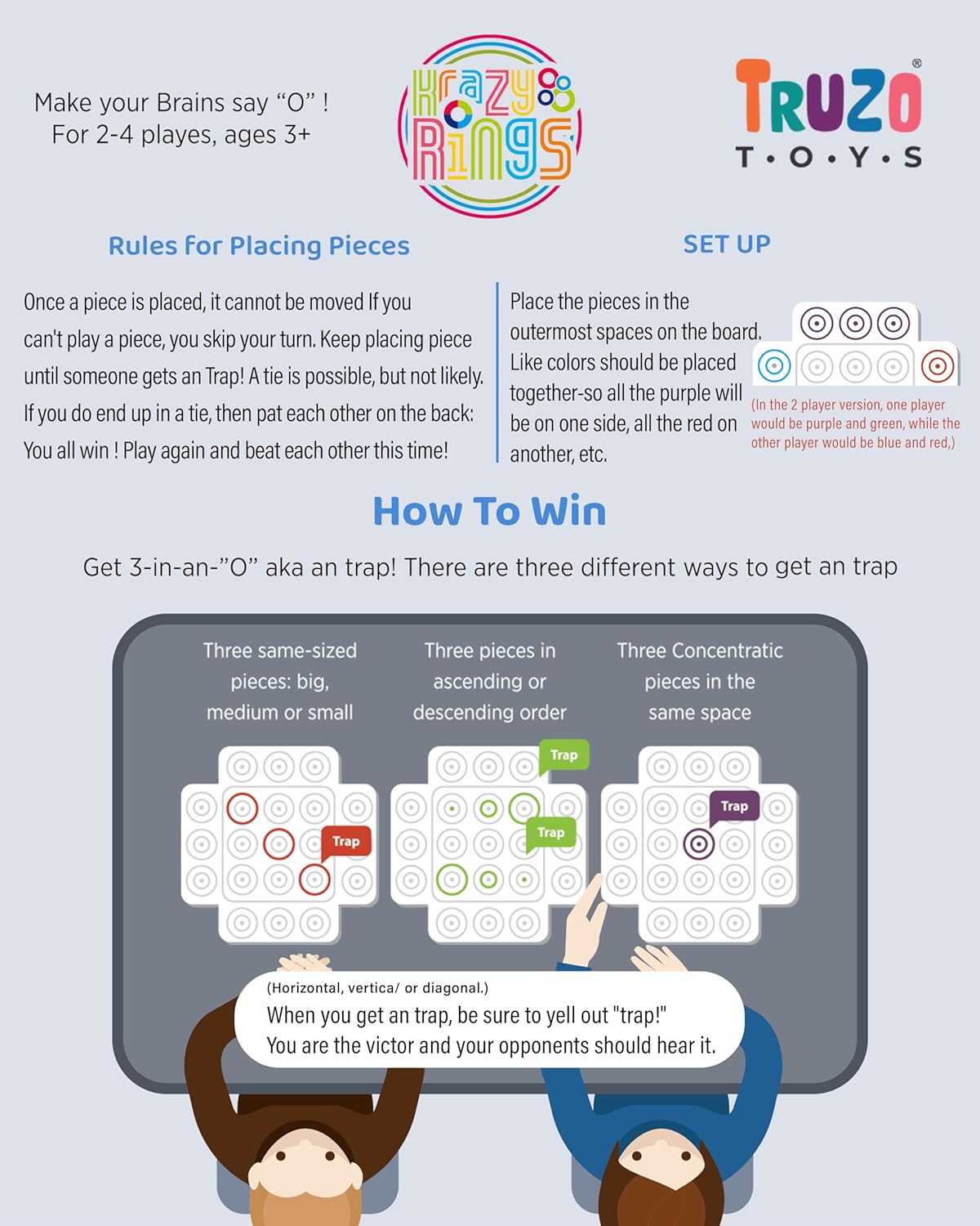 Truzo Krazy Rings – Brain Teaser Strategy Board Game for Kids & Families (Ages 3+)