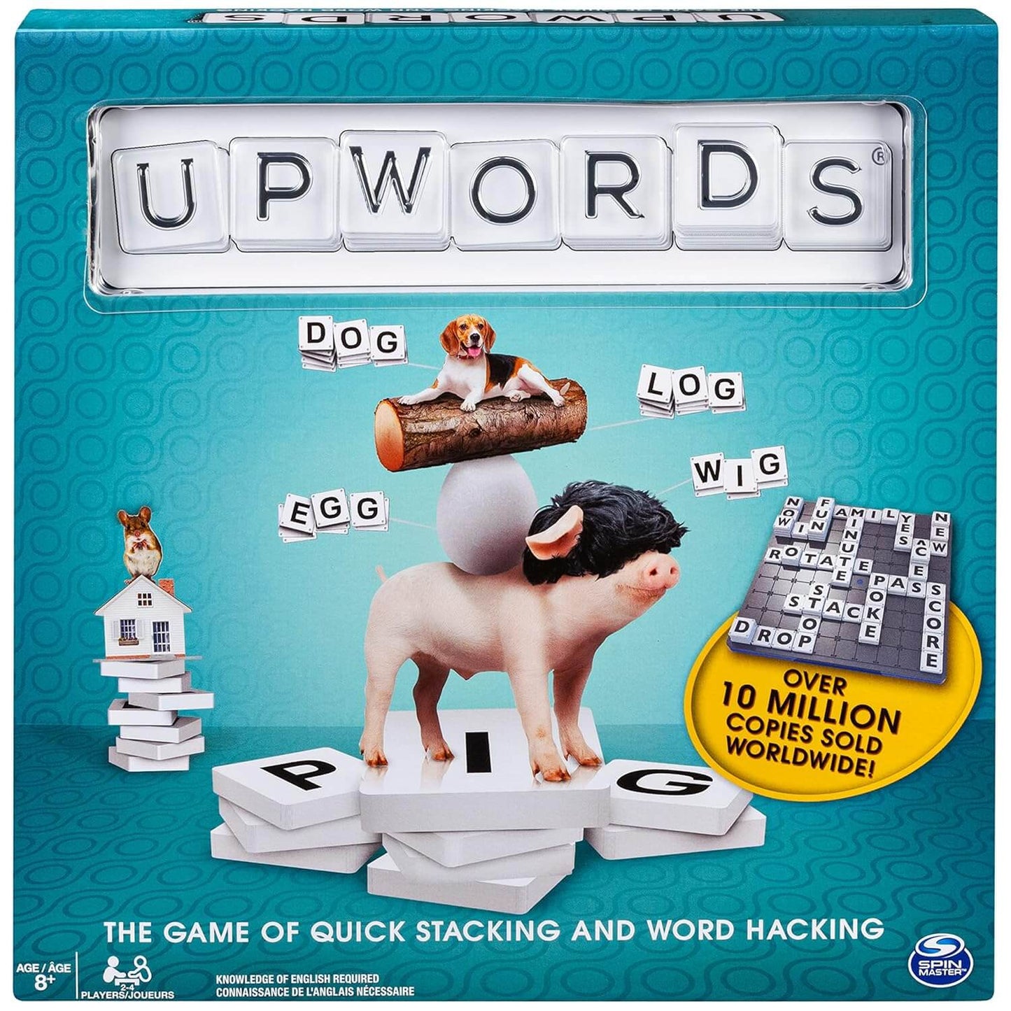 Funskool Spin Master Upwords, Family Games, Strategy Game, Word Game with Stackable Letter Tiles, Strategy Board Games, Get into Funzone, for Ages 8 and Above, Multicolour