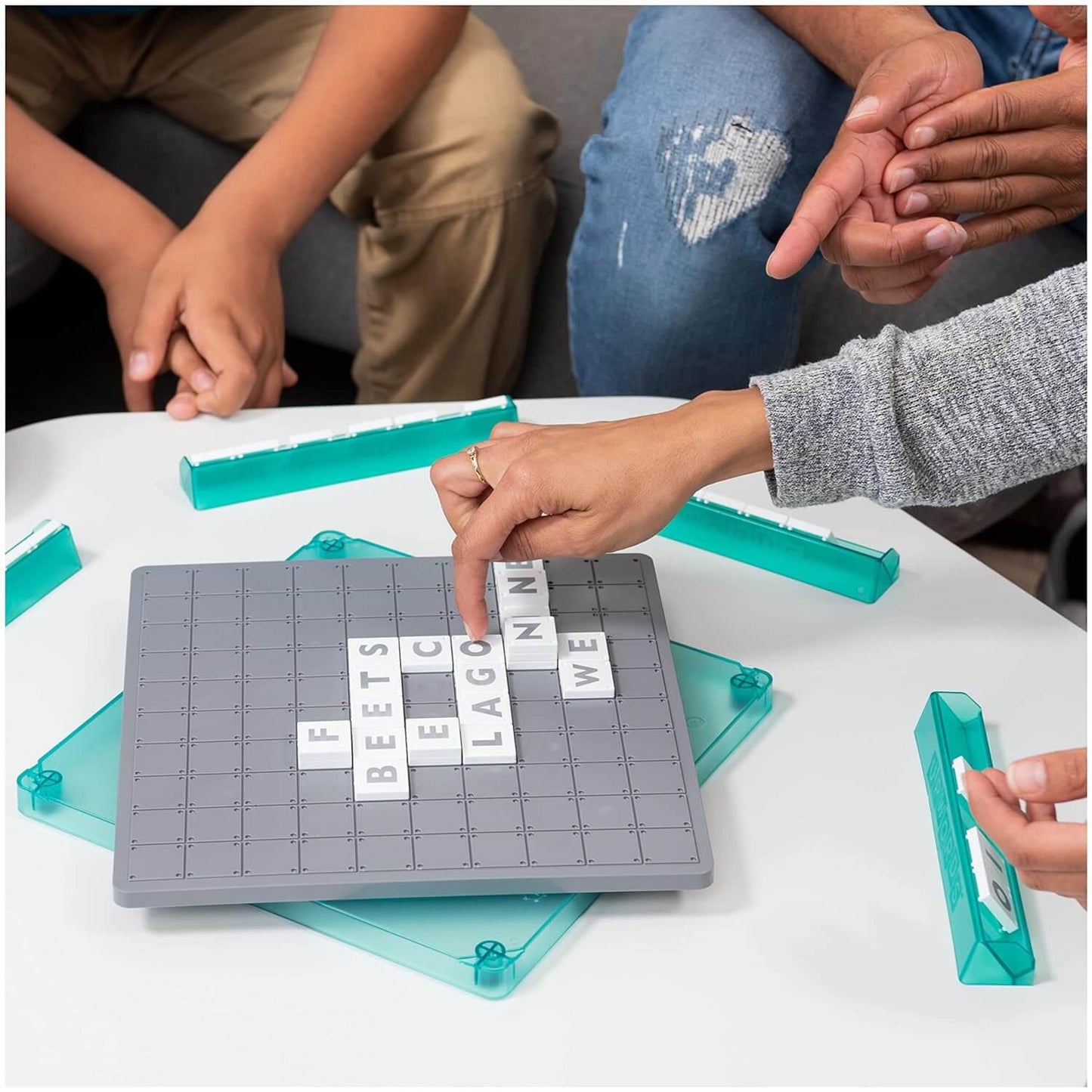 Funskool Spin Master Upwords, Family Games, Strategy Game, Word Game with Stackable Letter Tiles, Strategy Board Games, Get into Funzone, for Ages 8 and Above, Multicolour