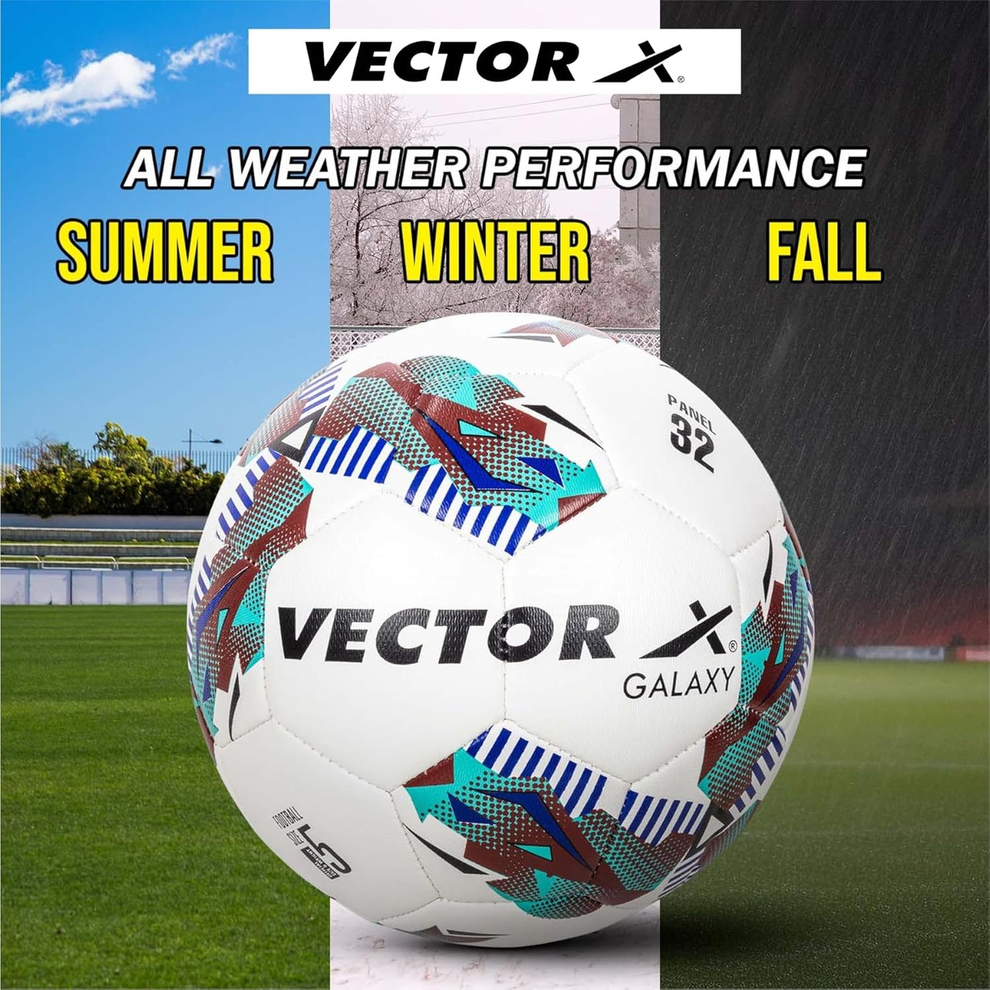 Vector X Galaxy TPU Machine Stitched Football | Training | Match | Sports | Playing | Practice | Indoor & Outdoor Ball | Durable & Water-Resistant Football for Practice (Green) Size : 5